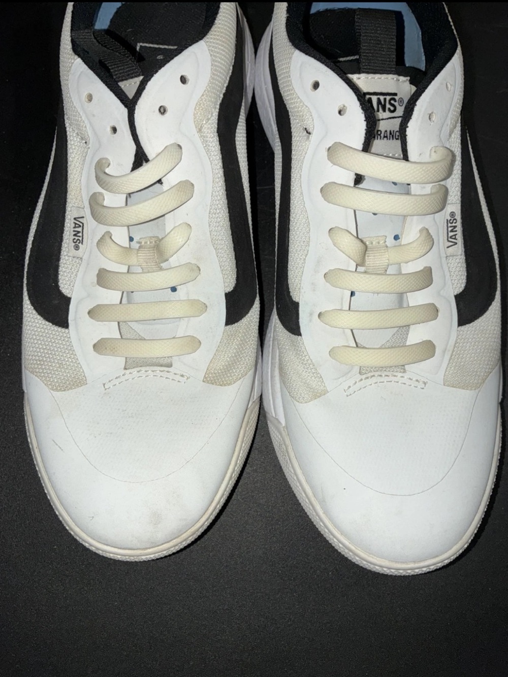 Vans Ultra Range Sneakers; men’s 7.5; women’s 9; white; black;